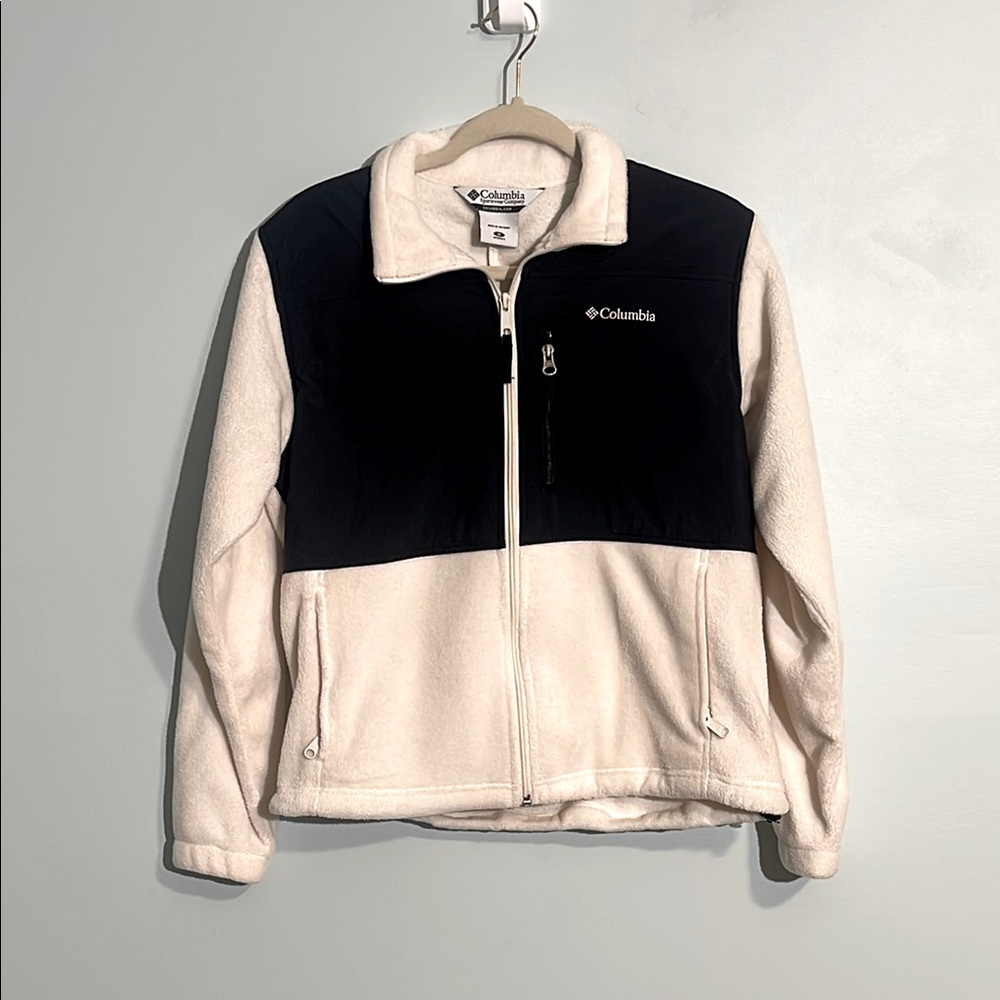 Columbia Sportswear Fleece Full Zip Up Jacket Women’s Size Medium Black & Cream